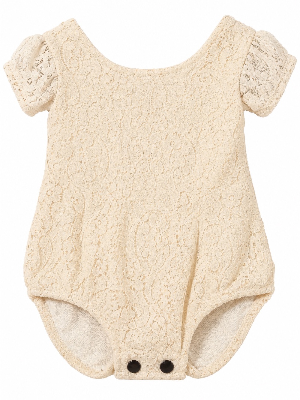 GoldyBelle Toddler Girls Ivory Lace Bubble Romper Short Sleeve Size 2T